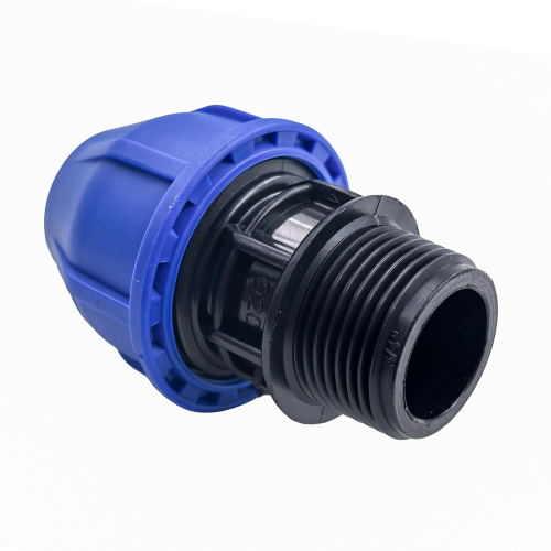 Муфта компрессионная, полипропилен наружная резьба 20х 3/4", для полиэтиленовых труб, РТП