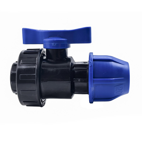 Кран шаровой компрессионный, полипропилен внутренняя резьба 20х 1/2", для полиэтиленовых труб, РТП