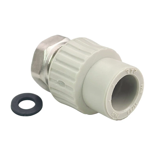 Муфта с накидной гайкой PPR 20х3/4, серый, РТП