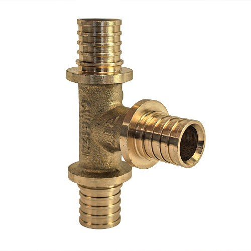 Тройник аксиальный, латунь,25, желтый, RTP