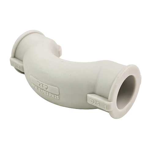 Обводное колено с муфтой короткое PPR 25,  серый, РТП