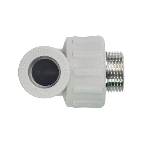 Угольник комбинированный PPR наружная резьба 20х 3/4,  серый, РТП