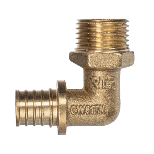 Угольник аксиальный, латунь, наружная резьба,16х1/2", желтый, RTP