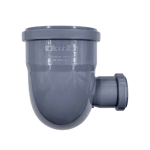 Отвод левый ВК ПП 110/50х87, серый,РТП