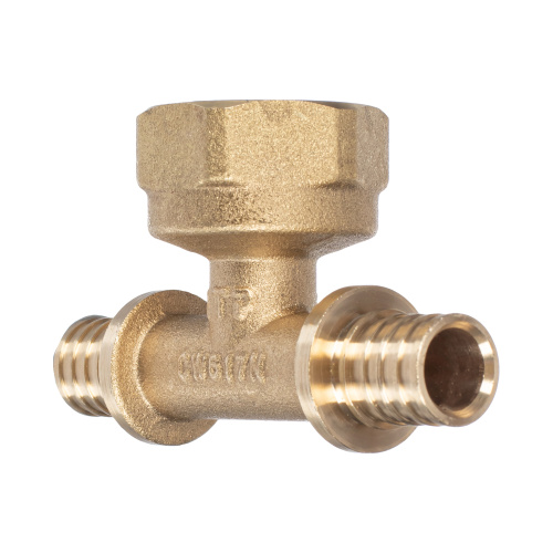 Тройник аксиальный, латунь, внутренняя резьба,16х3/4", желтый, RTP