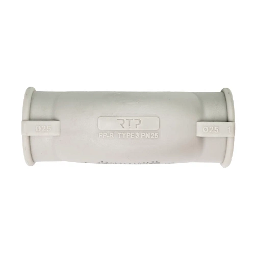 Обводное колено с муфтой короткое PPR 25,  серый, РТП