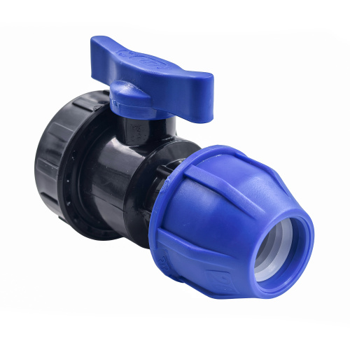 Кран шаровой компрессионный, полипропилен внутренняя резьба 20х 1/2", для полиэтиленовых труб, РТП