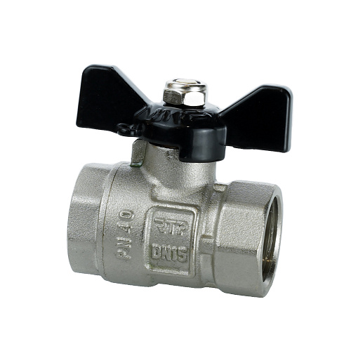 Кран шаровой ГОСТ ручка бабочка, латунь, внутренняя/внутренняя резьба 1",PN40 никель, RTP