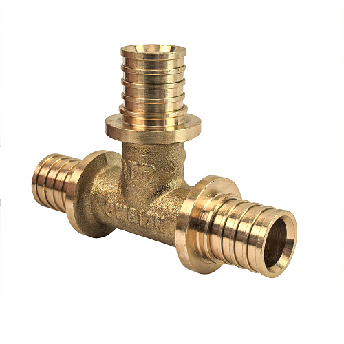 Тройник аксиальный, латунь,25, желтый, RTP