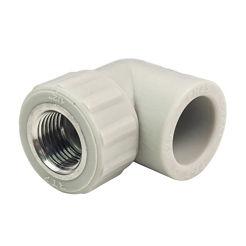 Угольник комбинированный PPR внутренняя резьба 25х 1/2,  серый, РТП