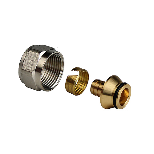 Соединитель конус аксиальный, латунь 16х2,0х1/2", еврослот, желтый, RTP