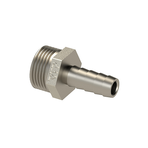 Штуцер для шланга, латунь, наружная резьба 10х1/2", еврослот, никель, RTP
