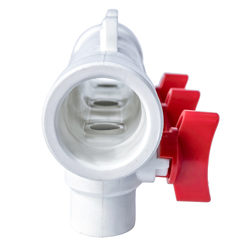 Коллектор с шаровым краном красный PPR 32х20/3,  белый, RTP