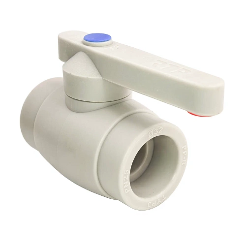 Кран шаровой стандартный проход PPR 32,  серый, РТП