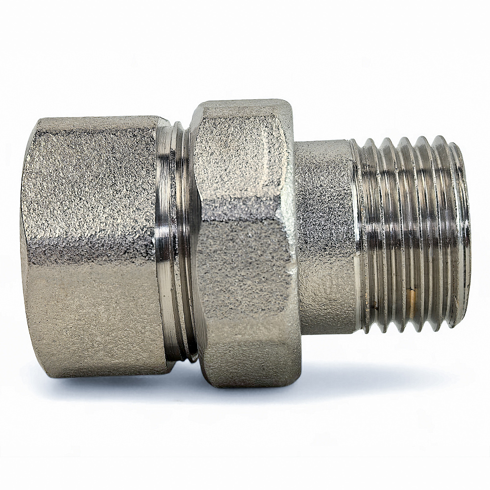 Американка прямая, латунь 1_1/4", никель, РТП