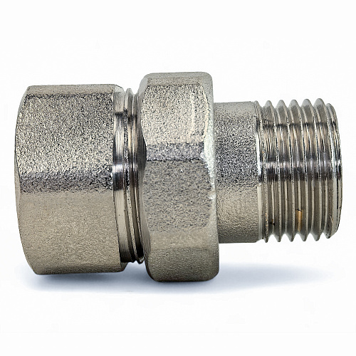 Американка прямая, латунь  3/4", никель, РТП