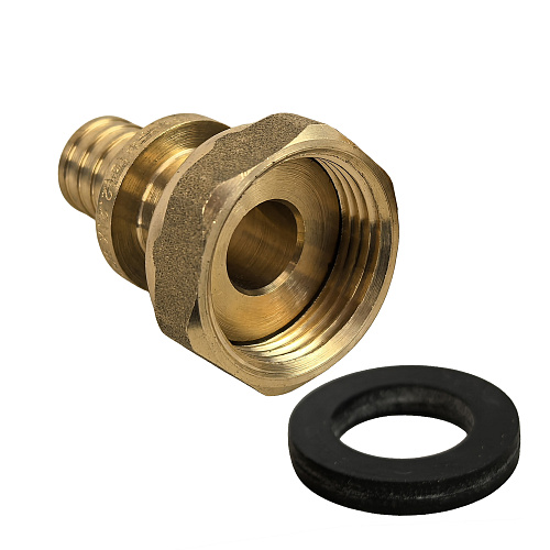 Муфта с накидной гайкой аксиальная, латунь,16х3/4", желтый, RTP