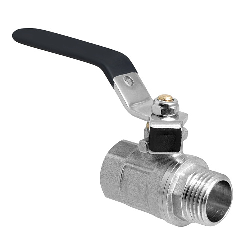 Кран шаровой ГОСТ ручка рычаг, латунь, внутренняя/наружная резьба  1/2",PN40 никель, RTP