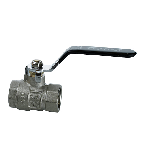 Кран шаровой ГОСТ ручка рычаг, латунь, внутренняя/внутренняя резьба  3/4",PN40 никель, RTP