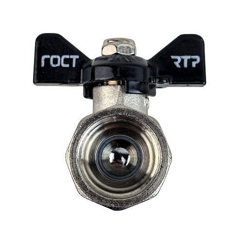 Кран шаровой ГОСТ ручка бабочка, латунь, внутренняя/внутренняя резьба 1",PN40 никель, RTP