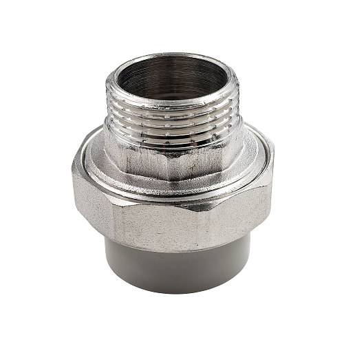 Муфта комбинированная разъемная (Американка) PPR наружная резьба 32х1" PN20 серый РТП