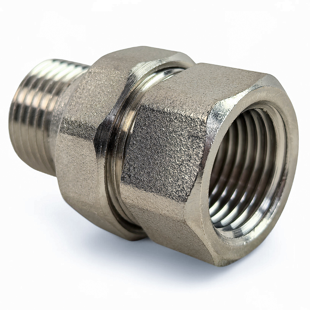 Американка прямая, латунь 1_1/4", никель, РТП