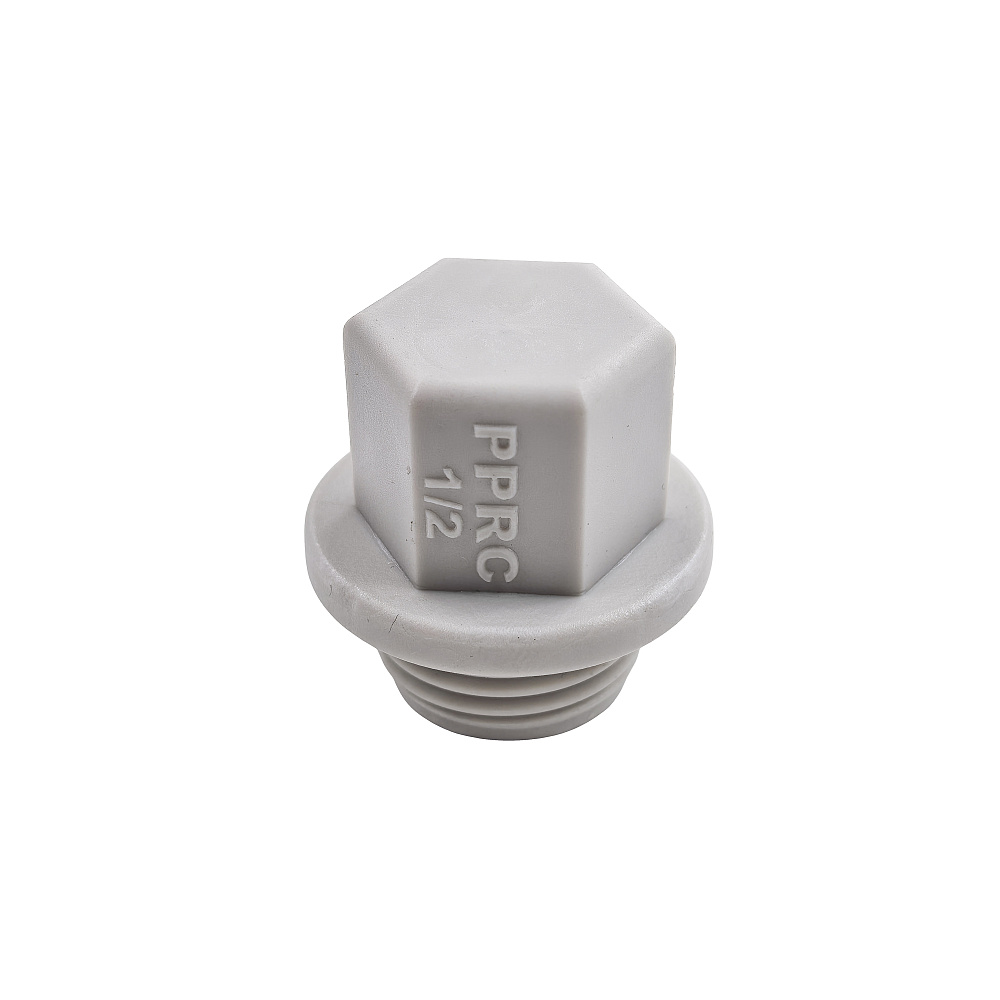 Заглушка резьбовая PPR  1/2", PN25 серый, РТП