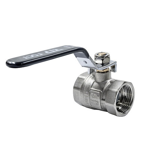 Кран шаровой ГОСТ ручка рычаг, латунь, внутренняя/внутренняя резьба 1",PN40 никель, RTP