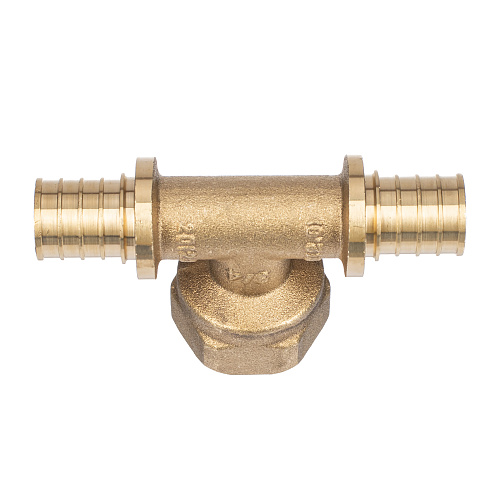 Тройник аксиальный, латунь, внутренняя резьба,20х3/4", желтый, RTP