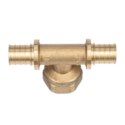 Тройник аксиальный, латунь, внутренняя резьба,20х3/4", желтый, RTP