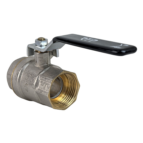 Кран шаровой ручка рычаг, латунь, внутренняя/внутренняя резьба 1",PN40 еврослот, никель, RTP