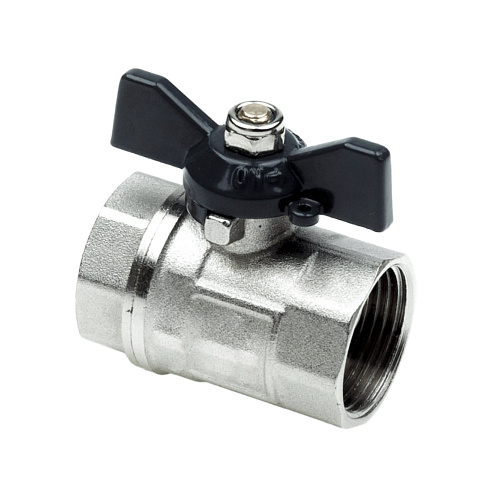 Кран шаровой ГОСТ ручка бабочка, латунь, внутренняя/внутренняя резьба 1",PN40 никель, RTP