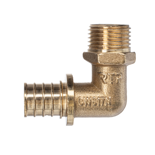 Угольник аксиальный, латунь, наружная резьба,20х1/2", желтый, RTP