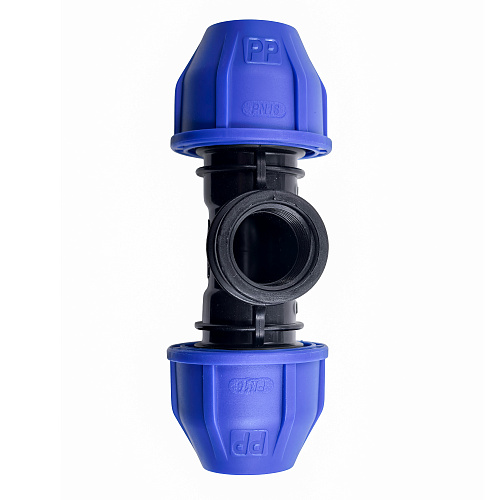 Тройник компрессионный, полипропилен внутренняя резьба 20х 1/2", для полиэтиленовых труб, РТП