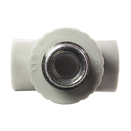 Тройник комбинированный PPR наружная резьба 20х 1/2, серый, РТП