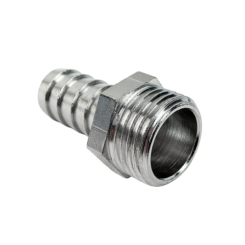 Штуцер для шланга, латунь, наружная резьба 14х1/2", никель, RTP