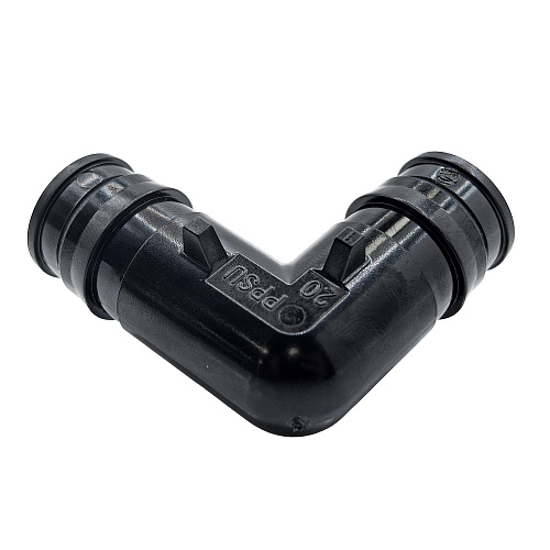 Угольник радиальный PPSU 20, черный,RTP