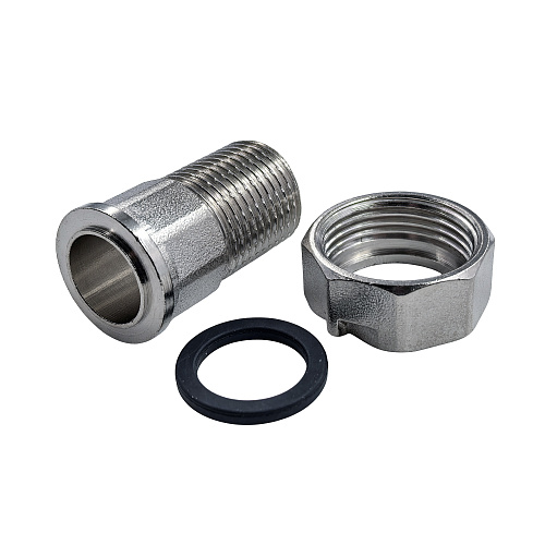 Штуцер для присоединения счетчика воды, латунь, наружная резьба 1/2" L 40, еврослот, никель, RTP