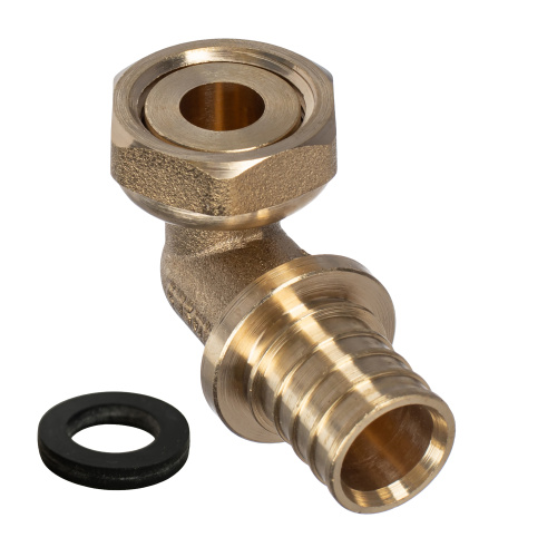 Угольник с накидной гайкой аксиальный, латунь,20х1/2", желтый, RTP