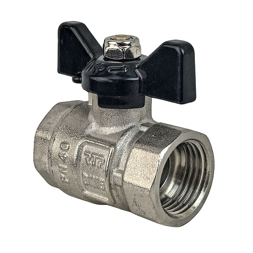 Кран шаровой ГОСТ ручка бабочка, латунь, внутренняя/внутренняя резьба 1",PN40 никель, RTP