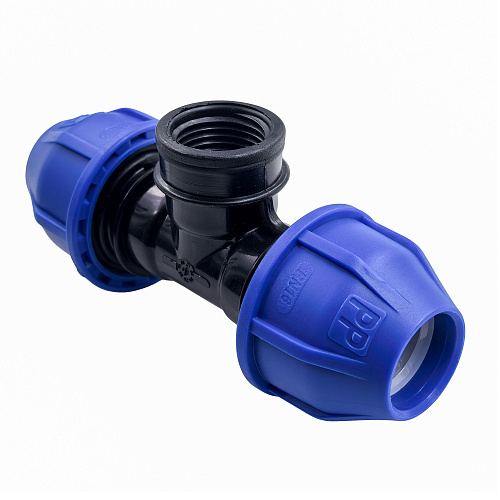 Тройник компрессионный, полипропилен внутренняя резьба 20х 1/2", для полиэтиленовых труб, РТП