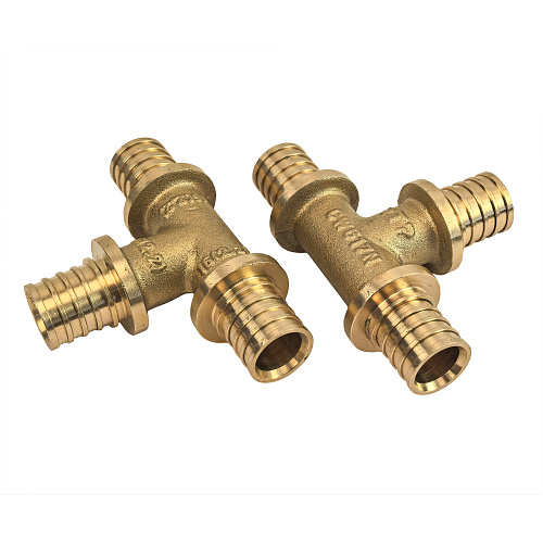 Тройник аксиальный, латунь,25, желтый, RTP