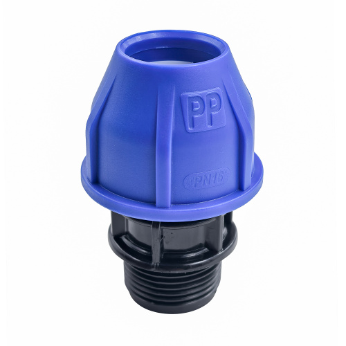 Муфта компрессионная, полипропилен наружная резьба 20х 3/4", для полиэтиленовых труб, РТП