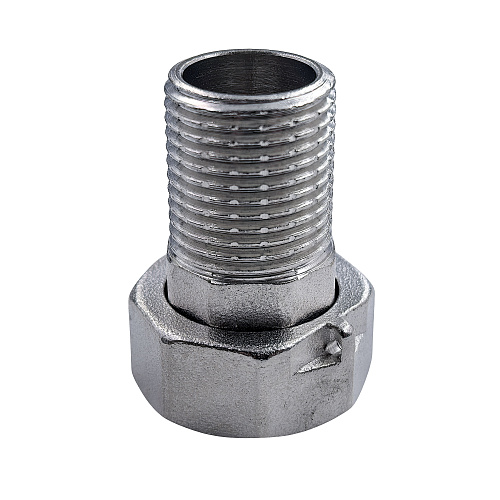 Штуцер для присоединения счетчика воды, латунь, наружная резьба 1/2" L 40, еврослот, никель, RTP