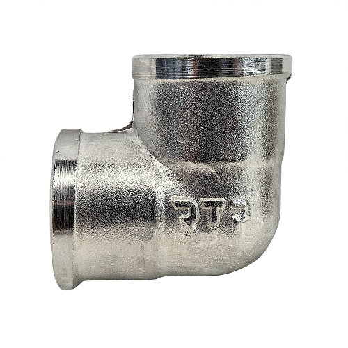 Угольник, латунь, внутренняя/внутренняя резьба 1/2"х90°, никель, РТП