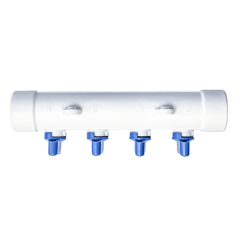 Коллектор с шаровым краном синий PPR 32х20/4,  белый, RTP