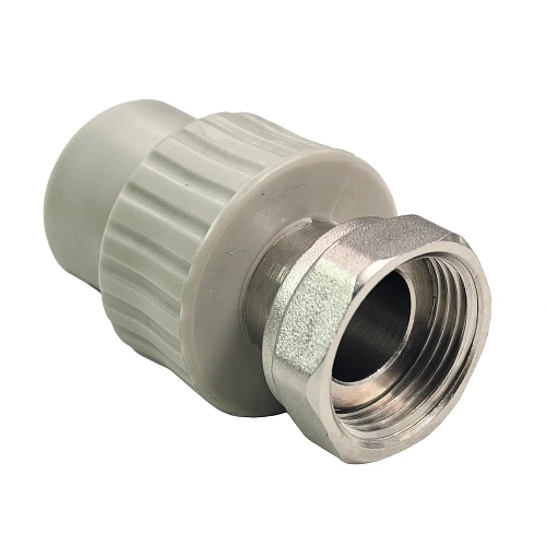 Муфта с накидной гайкой PPR 20х3/4, серый, РТП