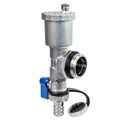 Клапан дренажный с воздухоотводчиком, латунь 1", никель, RTP