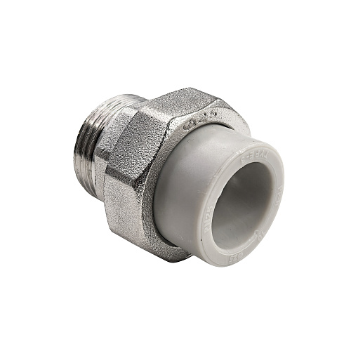 Муфта комбинированная разъемная (Американка) PPR наружная резьба 25х1,  серый, RTP