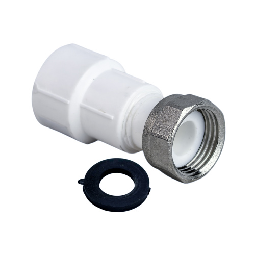 Муфта с накидной гайкой PPR 20х1/2, пластик штуцер, белый, RTP